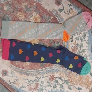 Colorful Heart Patterned Compression Socks Set - 2 Pairs